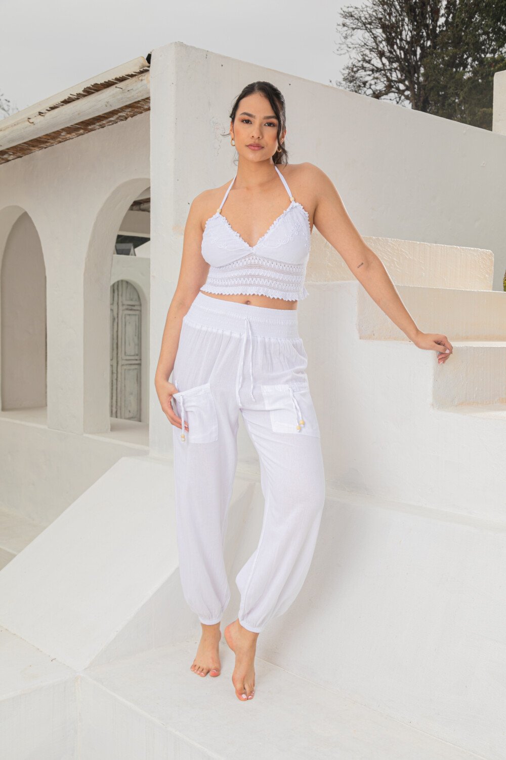 Woman wearing Pant REF P-502 and Top REF T-200